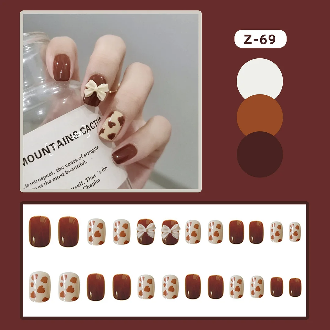 24pcs press on nails Butterfly Decoration Wear Long Paragraph Fashion Manicure Patch False Nails Save Time Wearable Jelly Nails-Nail Inspo