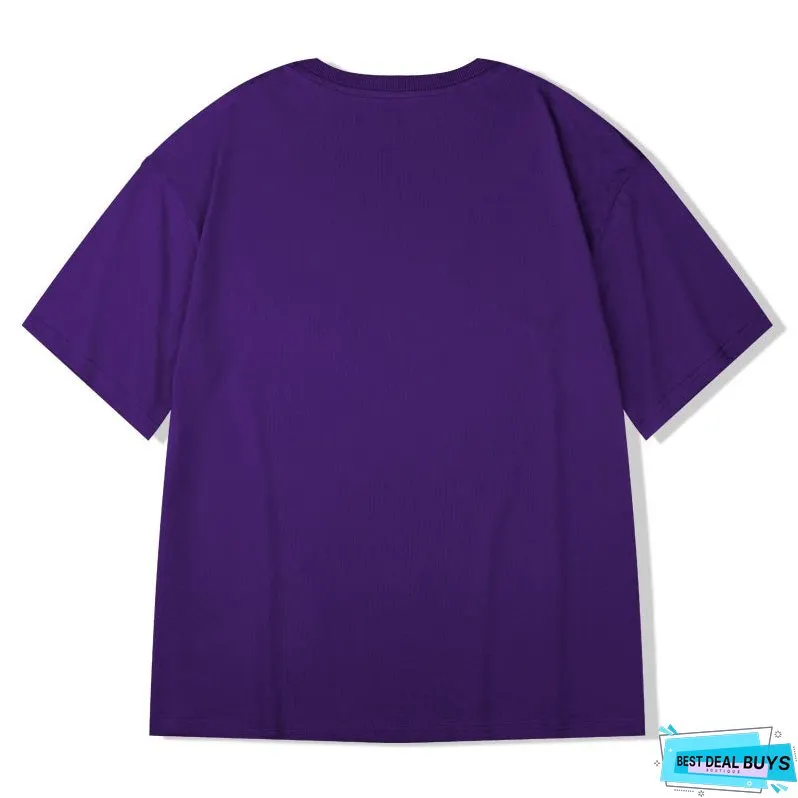 Men's Cotton Short Sleeve Over Sized Solid Color Loose T-shirt