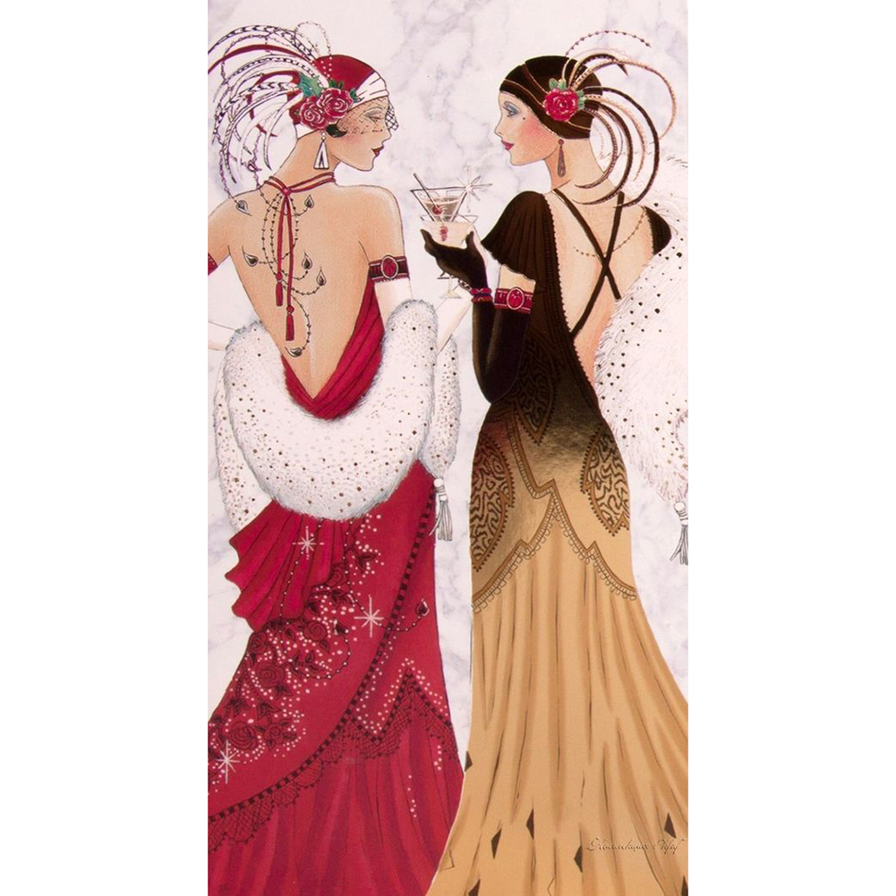 

30*60CM - Round Drill Diamond Painting - Elegant Lady, 501 Original