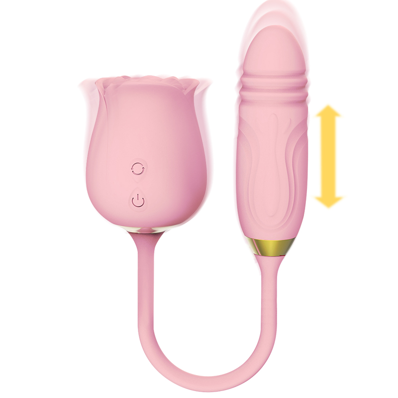 Rose Sucking Sex Toy with 10 Vibration Modes & Thrusting Action