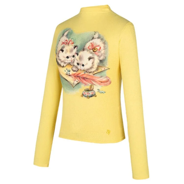 Yellow Cat Long Sleeve Top
