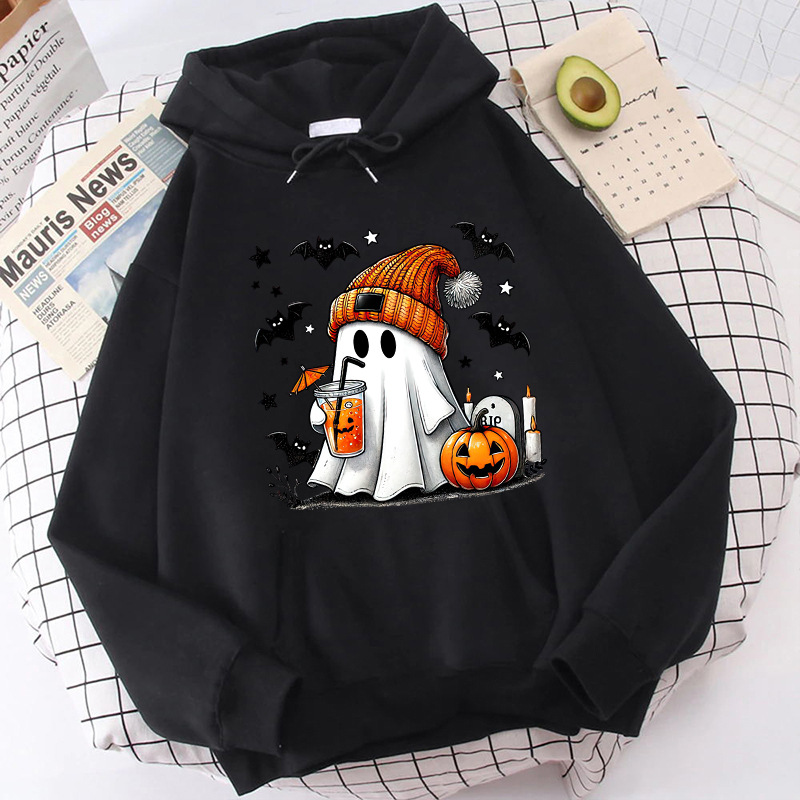 Mature Women Halloween Ghost Pumpkin Bat Hoodies Fashion Hooded