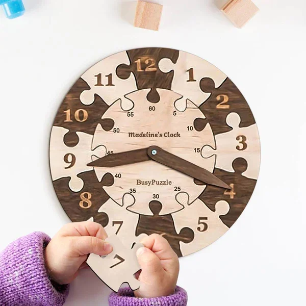 Puzzles d'horloge de tri arc-en-ciel 2 textes personnalisés de bébé pour les tout-petits Jouets d'apprentissage précoce  Jessemade FR
