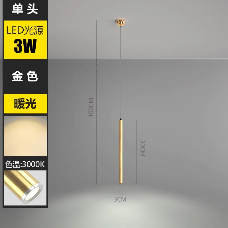 Rose gold restaurant Chandelier simple modern duplex building bar counter bar hall creative personality designer LED long lamp