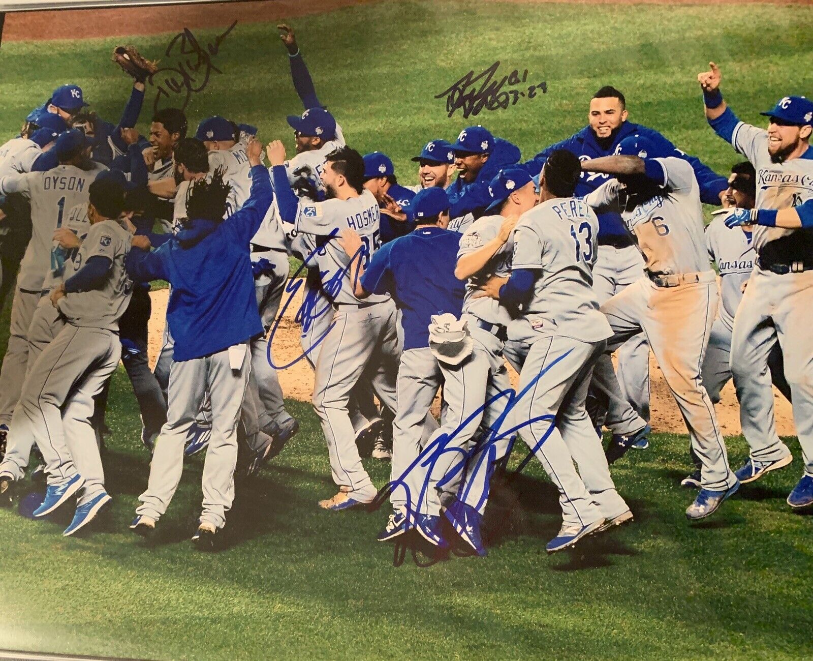 Royals World Series Signed 11x14 Photo Poster painting Pic Auto Hosmer Moustakas