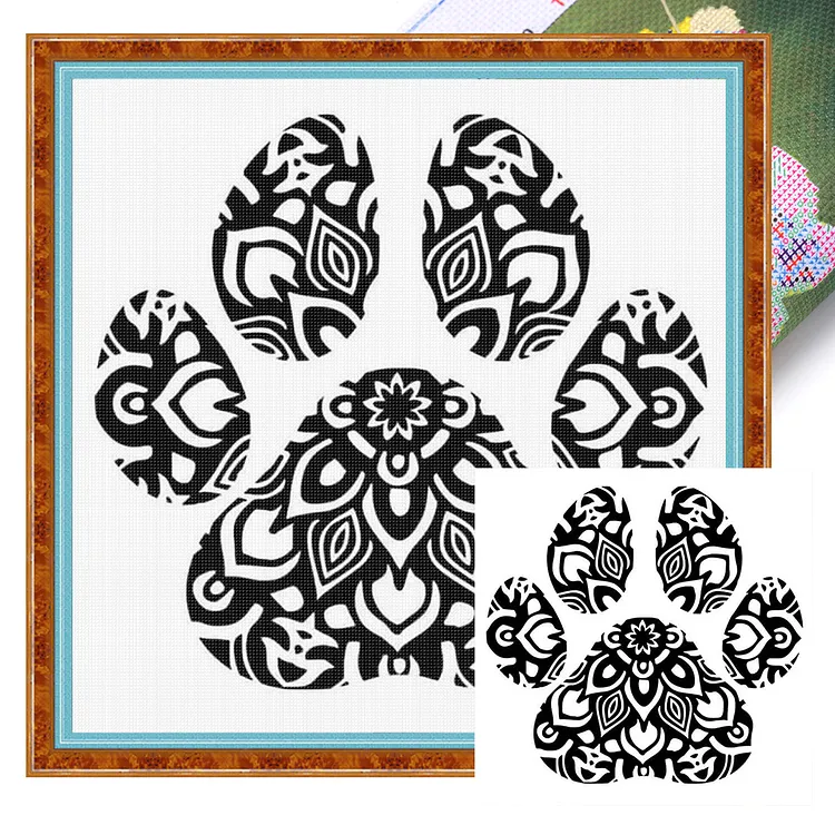 【Huacan Brand】Silhouette paw 40*40cm 11CT Stamped Canvas Cross Stitch gbfke