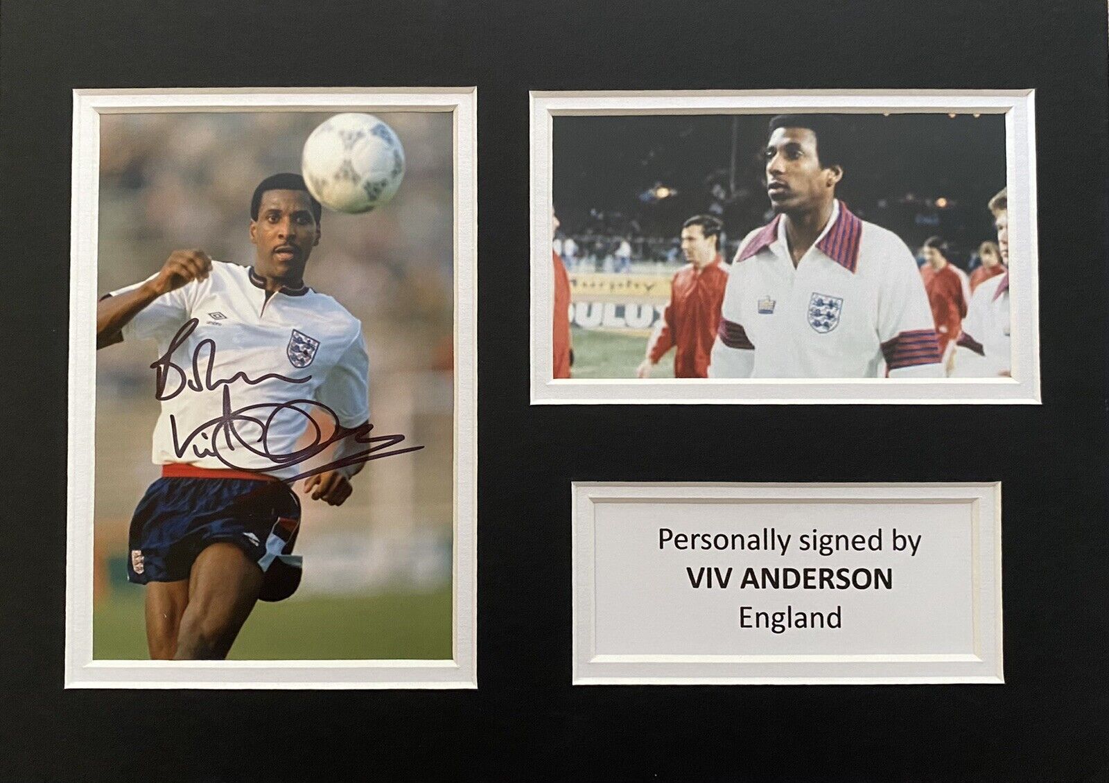 Viv Anderson Hand Signed England Photo Poster painting In A4 Mount Display