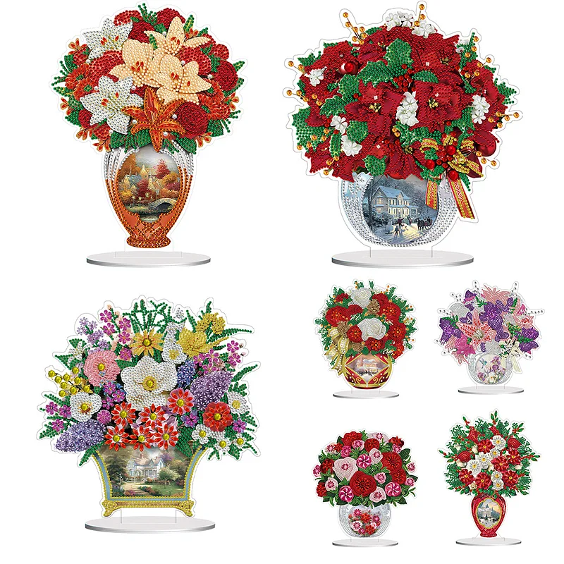 Flowers Candle Diamond Painting Tabletop Ornaments Kit for Office