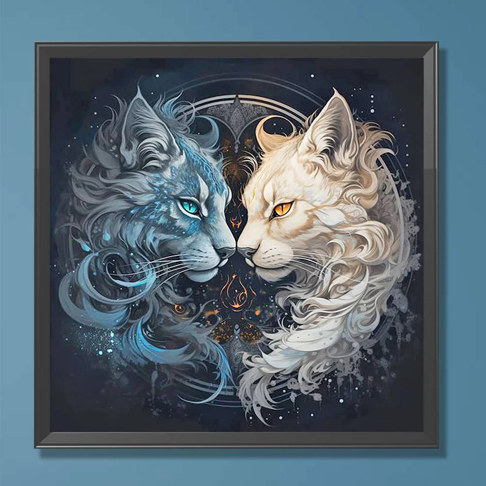 Diamond Painting - Full Round Drill - Yin Yang Cat(Canvas|30*30cm)