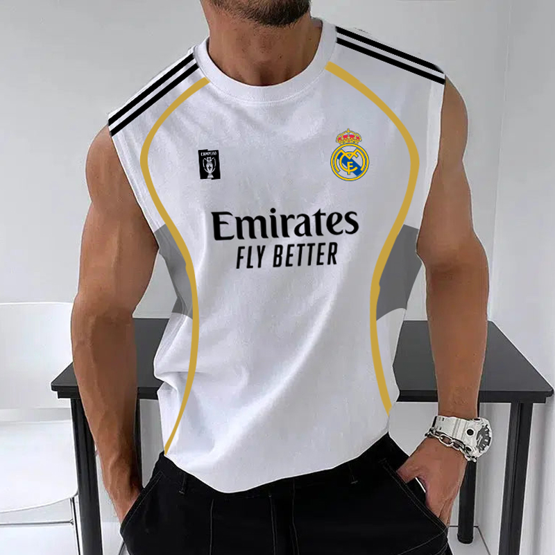 Men's Football Team Logo Print Jersey Casual Fitness Sleeveless Vest / TECHWEAR CLUB / Techwear