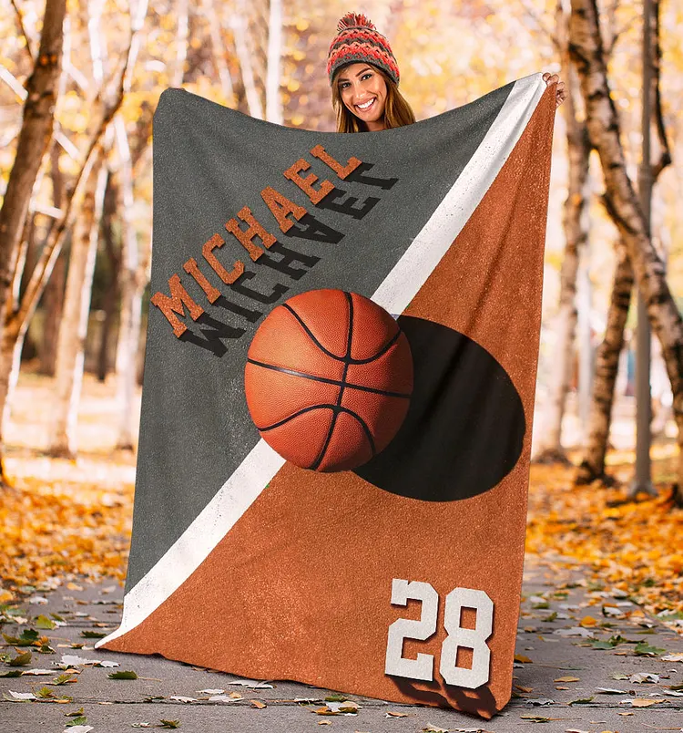 Personalized Basketball Blanket, Basketball Boy Sherpa Fleece Blanket | BKKid700