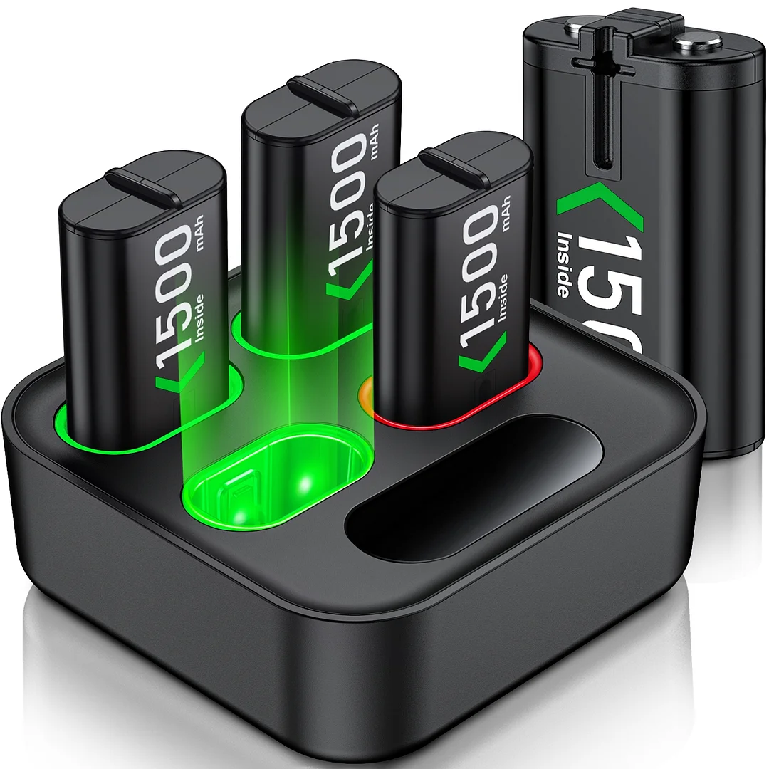 Xbox Controller Battery Pack for Xbox Series X|S/Xbox One S/X/Elite,DinoFire 4x1500mAh Xbox One Rechargeable Battery Pack with Fast Charger Station