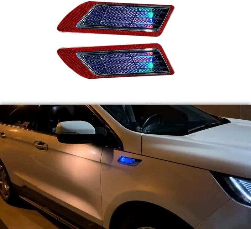 Universal Car Exterior Accessories -- Hood Scoop For Cars, Car Hood Vents With Cool Solar Warning Light, Car Vent Accessories. Cars, Pickup Trucks, SUVs, Exterior Automotive Accessories, A Pair. ( Col