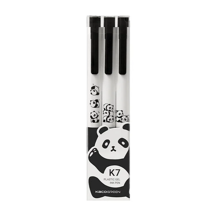 JOURNALSAY 3 Pcs/Set INS Cute Panda Party Press Gel Pens 0.5mm Black Refill Student Writing