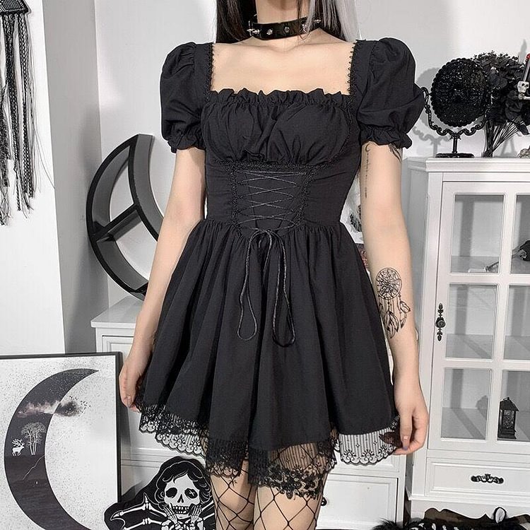Vintage Corset Waist Lace Dress