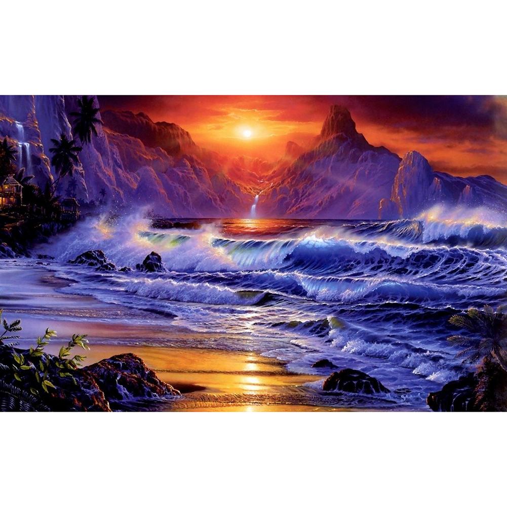 

40*30CM - Sea Wave - Round Drill Diamond Painting, 501 Original