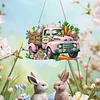 Diamond Painting Acrylic Single Side Drill Easter Cart Pendant Charms Kits for Adults Home Window Decor