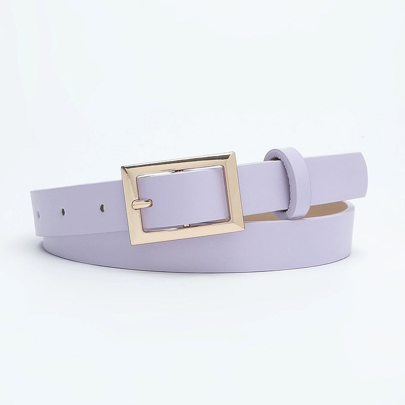 Minimalist Solid Color Pu Leather Alloy Unisex Leather Belts