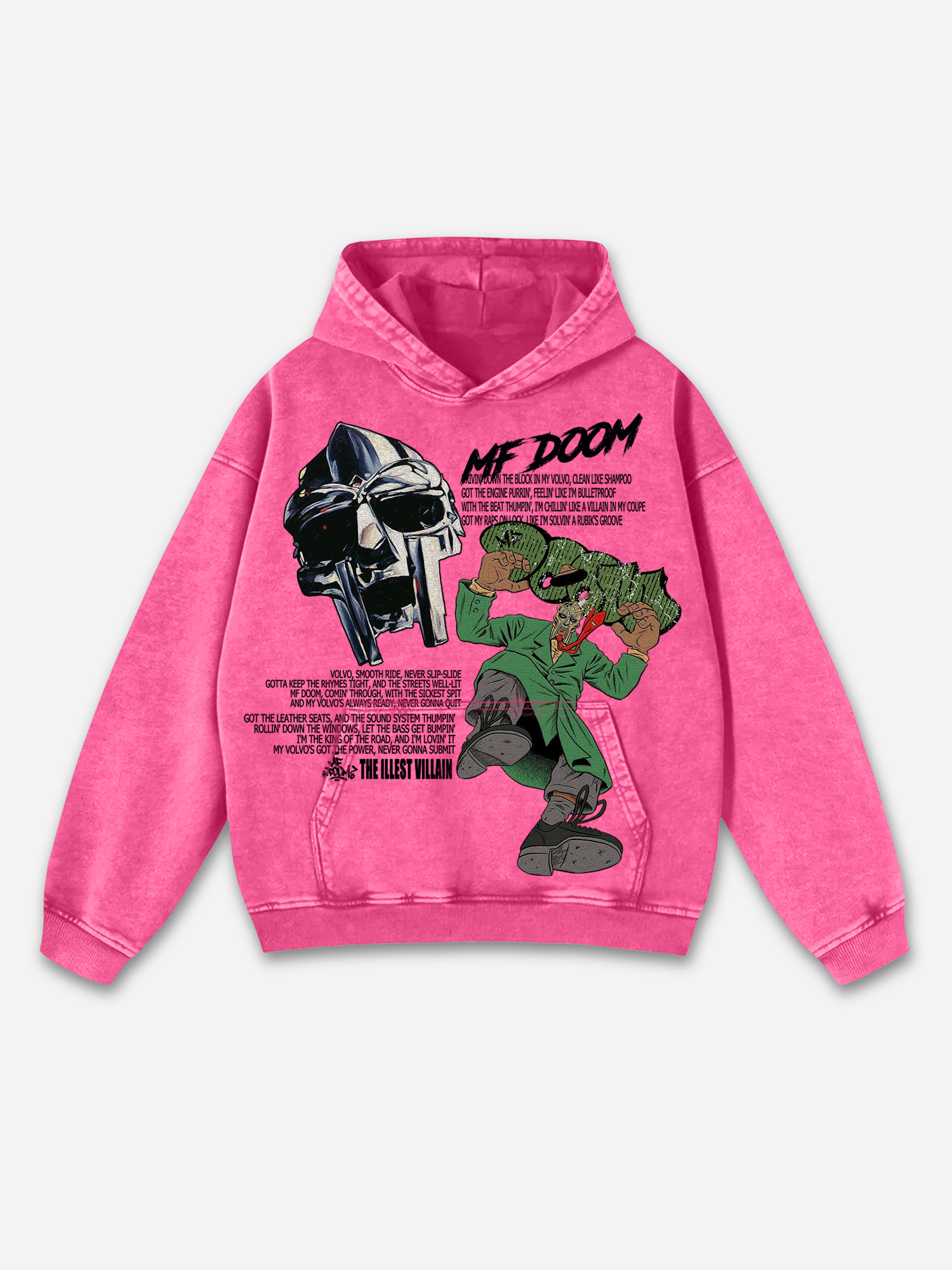 Vintage The Illest Villain Mf Doom Graphic Washed Hoodie