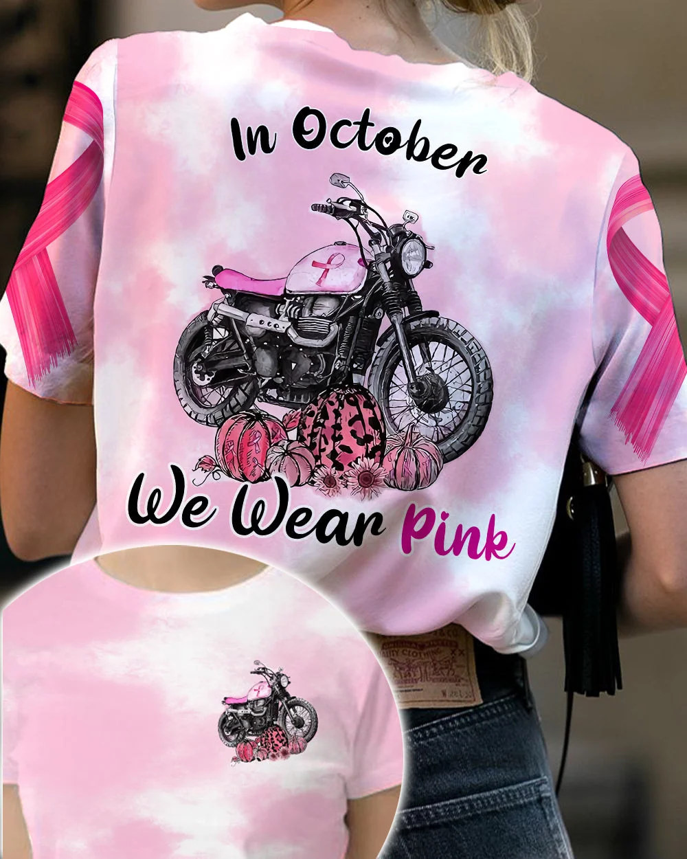 Motorcycle Wear Pink Breast Cancer Tee