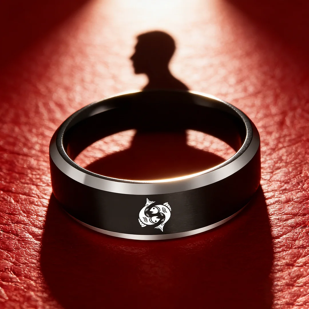 Mens Womens Black Pisces Tungsten Carbide Rings Black Edges and Laser Etched Wedding Bands Comfort Fit 4MM 6MM 8MM