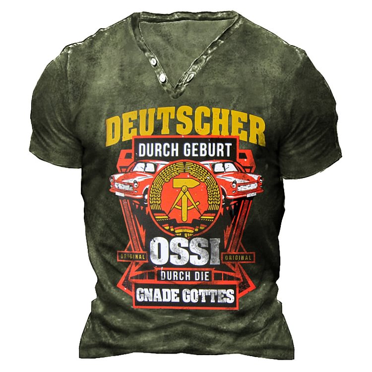 Deutscher Durch Geburt OSSI Durch Gnade Gottes Men's Henley T-Shirt