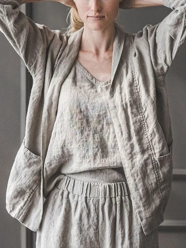 Retro Cotton And Linen Solid Color Shirt Top