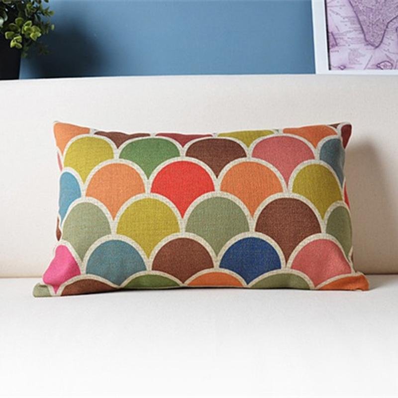 Colorful Geometry Print Sofa Linen Waist Pillowcase-Besturer