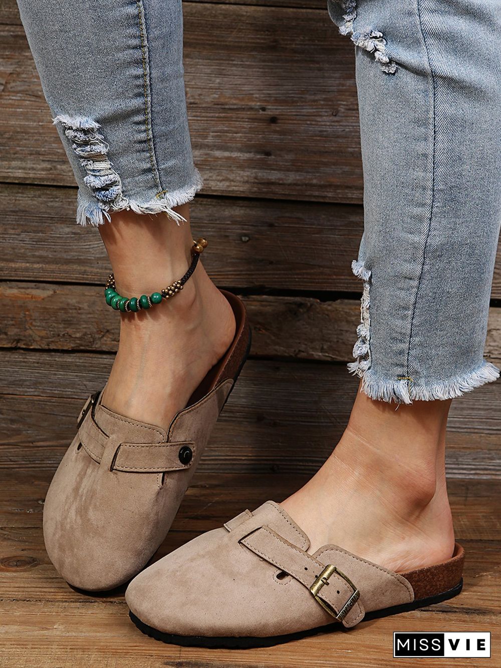 Solid Color Vintage Casual Mules
