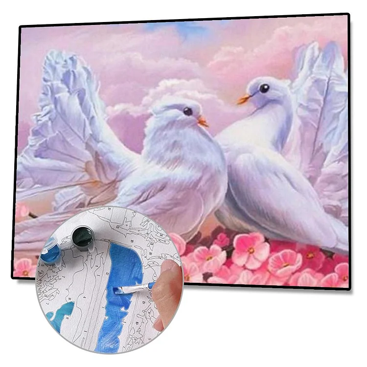 White Dove Diamond Painting Kit, Animal Rhinestone Embroidery