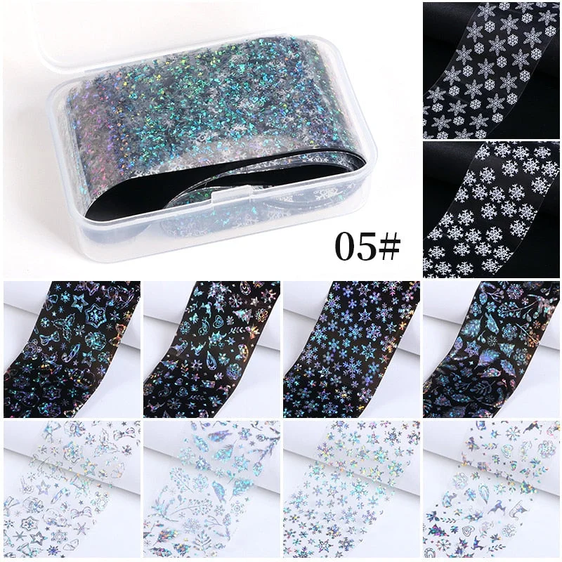 10Pcs/Bag Marble Nail Art Transfer Foil Sticker Flower French Tip Wraps Adhesive Decals Nails Decoration Manicures Accessories-Nail Inspo