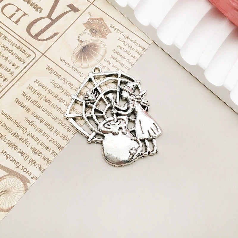 1 Piece Alloy Moon Spider Web Skull Pendant Jewelry Accessories