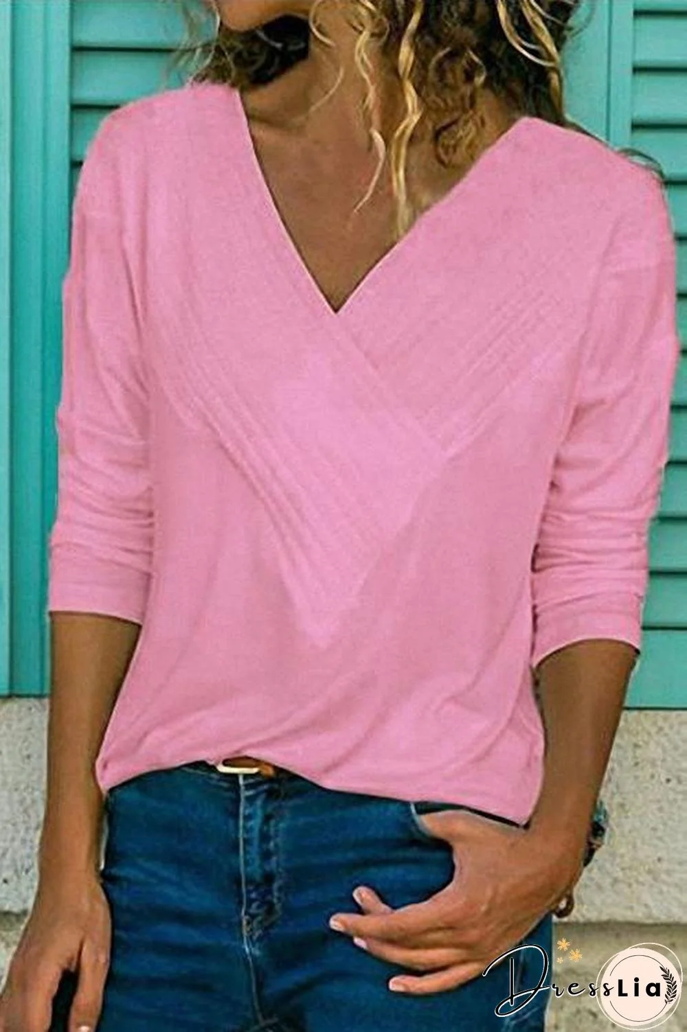 Classic V-neck Long Sleeves Basic Tops