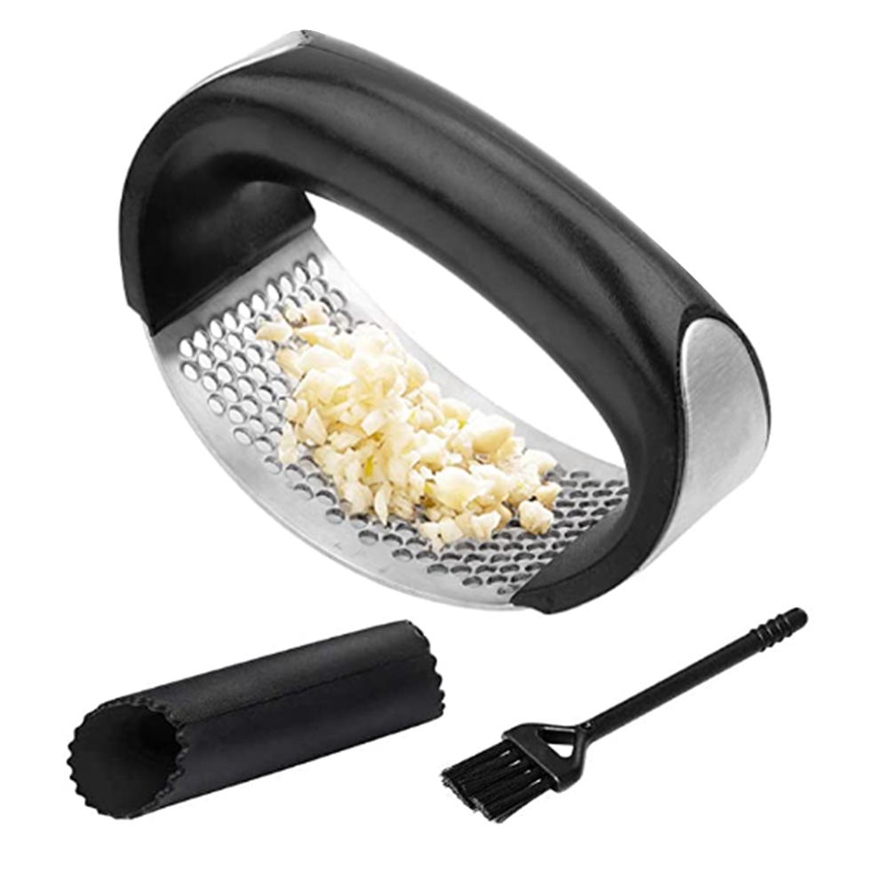 

Garlic Press, Stainless Steel Garlic Presser With Brush, Peeler, 3 Pack, 501 Original