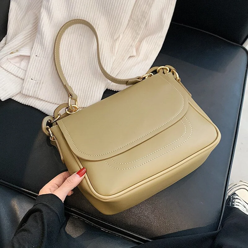 PU Leather Small Crossbody Bags for Women 2021 hit Winter Fashion Thick Chain Shoulder Purses Lady Luxury Designer Handbags