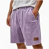 Corduroy Men's Shorts Light Blue Relaxed Fit Summer Casual Pants with Pockets and Leather Patch by Inlyline