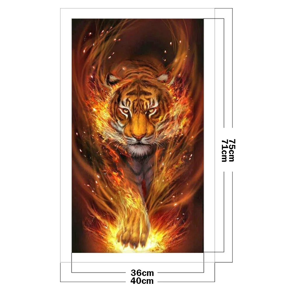14CT Full Stamped Cross Stitch - Tiger(Canvas|40*75CM)