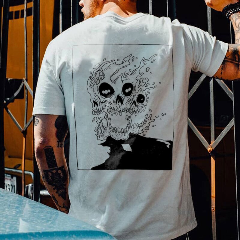 Skull In Flame Printed Men's T-shirt - Krazyskull