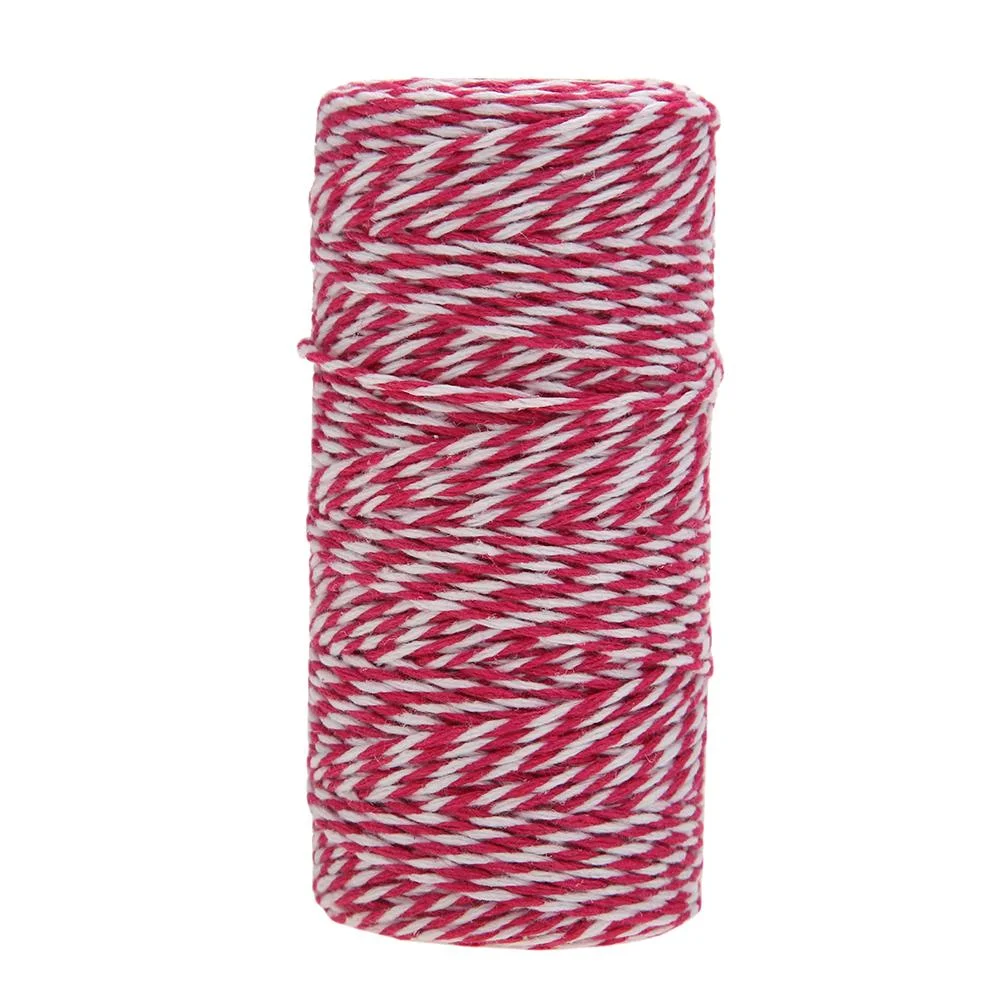 1 rollo 100 metros 2ply algodón cordel bricolaje tejido artesanal cuerda artesanal (rosa)
