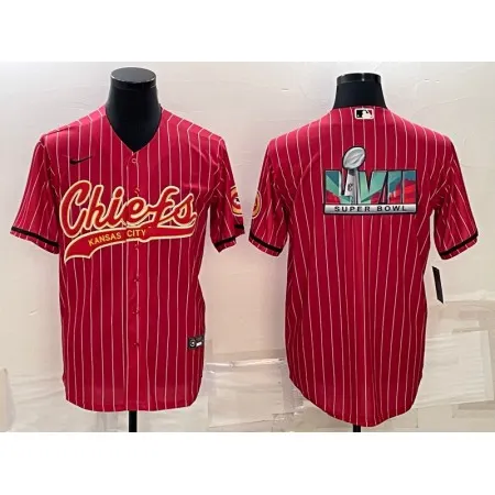 Men's Kansas City Chiefs Red With Super Bowl LVII Big Logo Cool Base Stitched Baseball Jersey X8PK