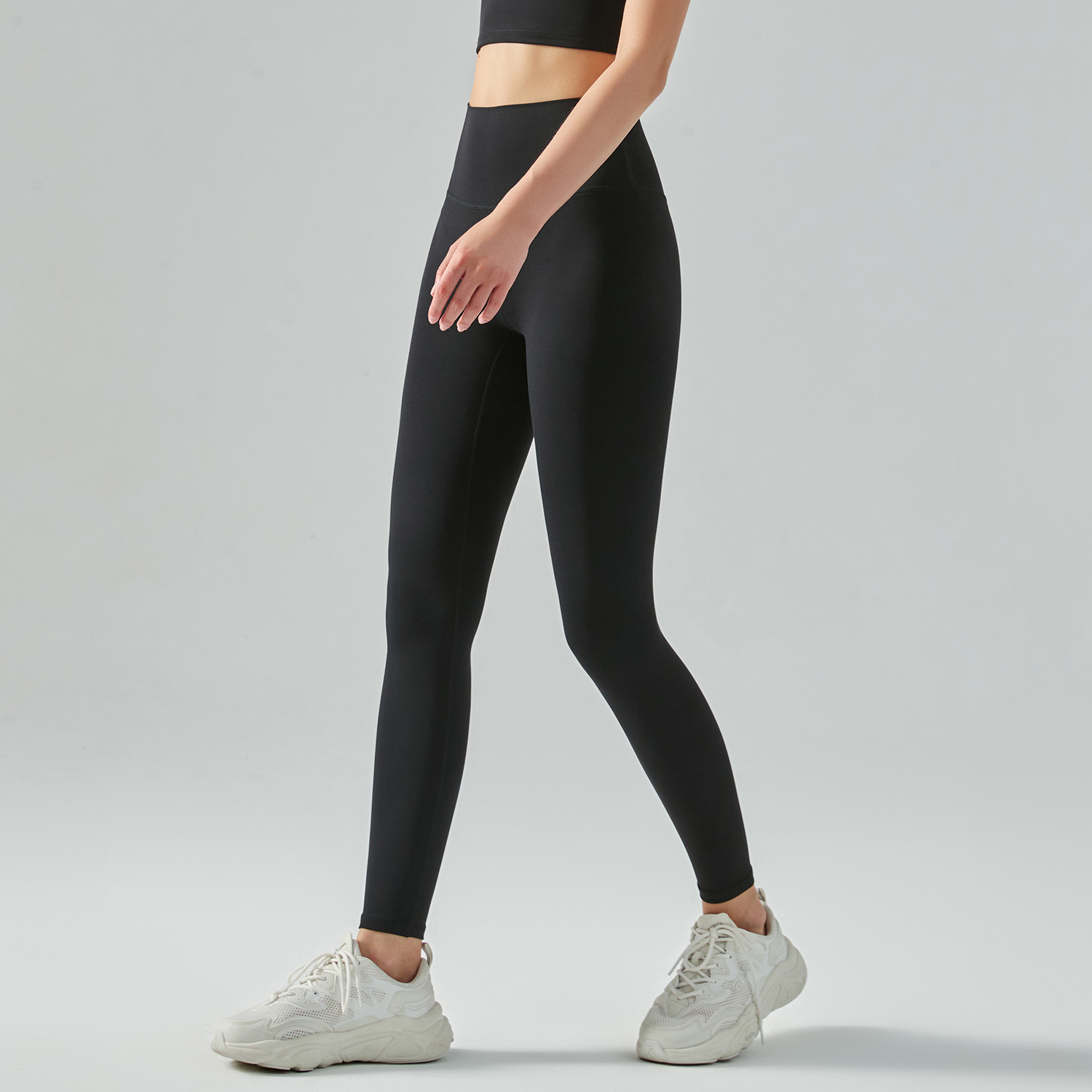 Hergymclothing Black no camel toe slim fit wide waist bubble peach super stretch tummy control non see through nylon gym yoga pants for sale