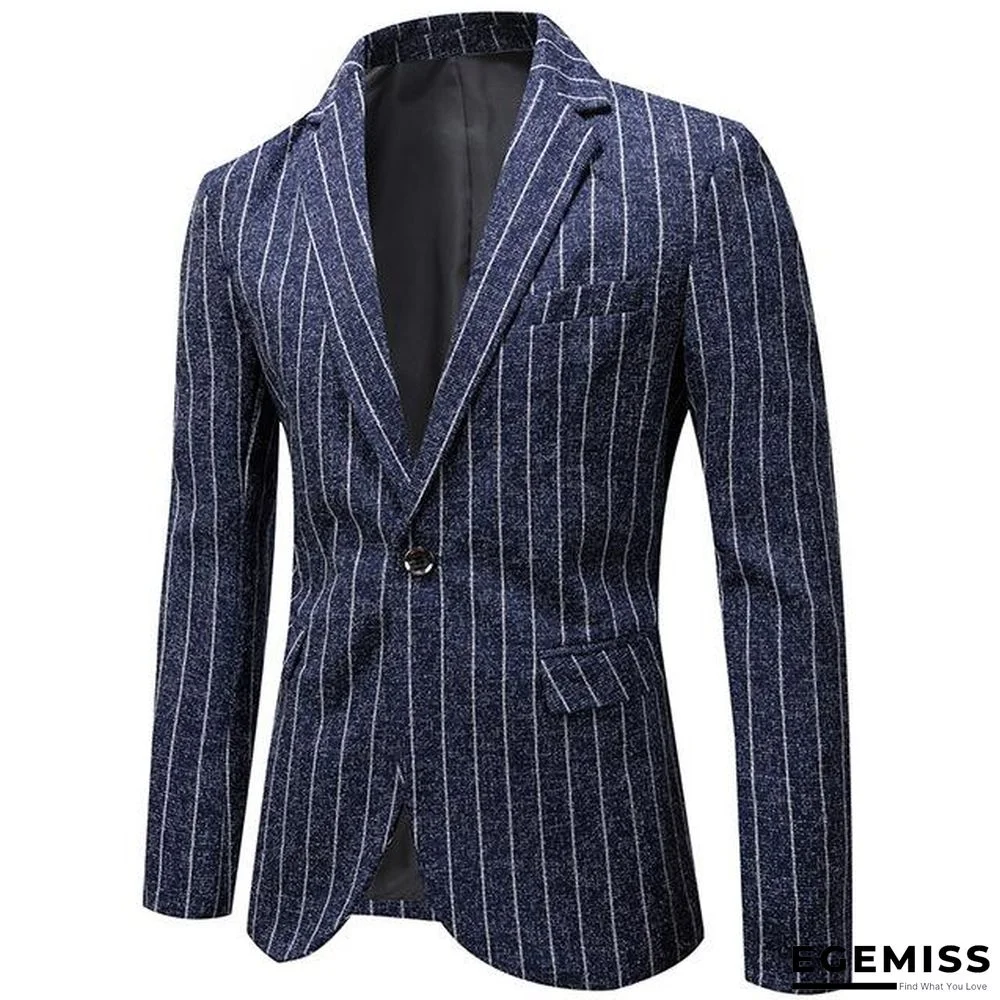 Men Jacket Blazers Stripe Suit Fashion Man Groom Business Causal Formal Blazer Jackets | EGEMISS