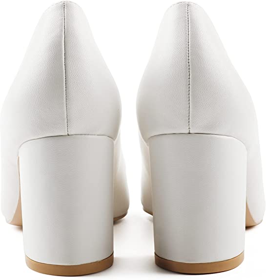 65mm Women Chunky Heels Comfortable Middle Block Heel Pumps-MERUMOTE