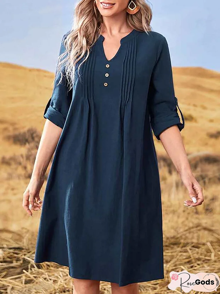 Regular Fit Casual V Neck Dresses