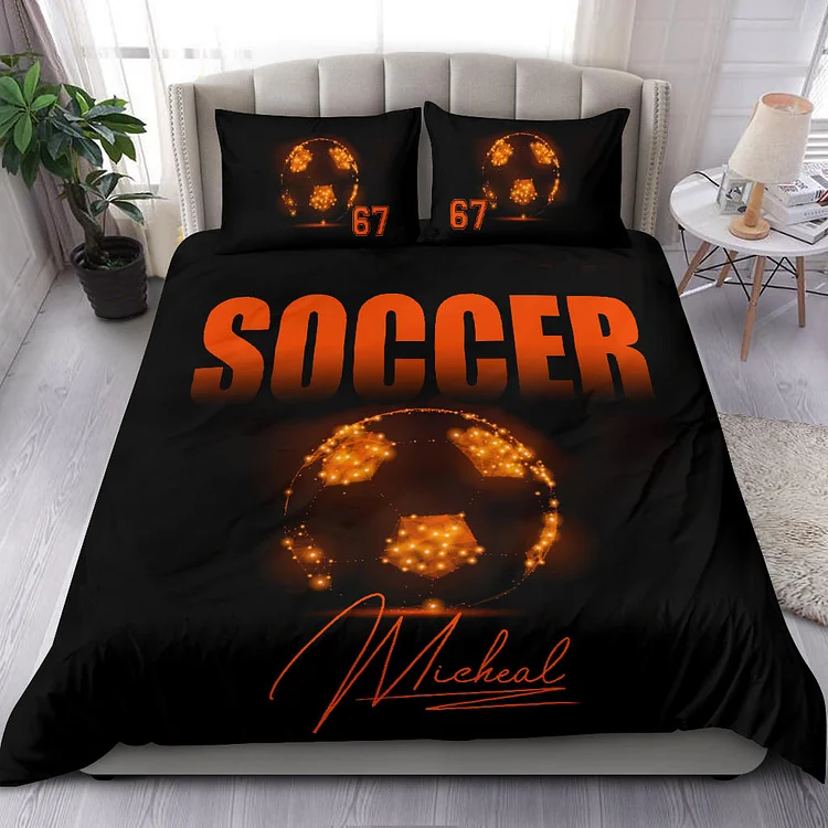 Personalized Soccer Bedding Set for Bed Room Sets | BedKid36[personalized name blankets][custom name blankets]