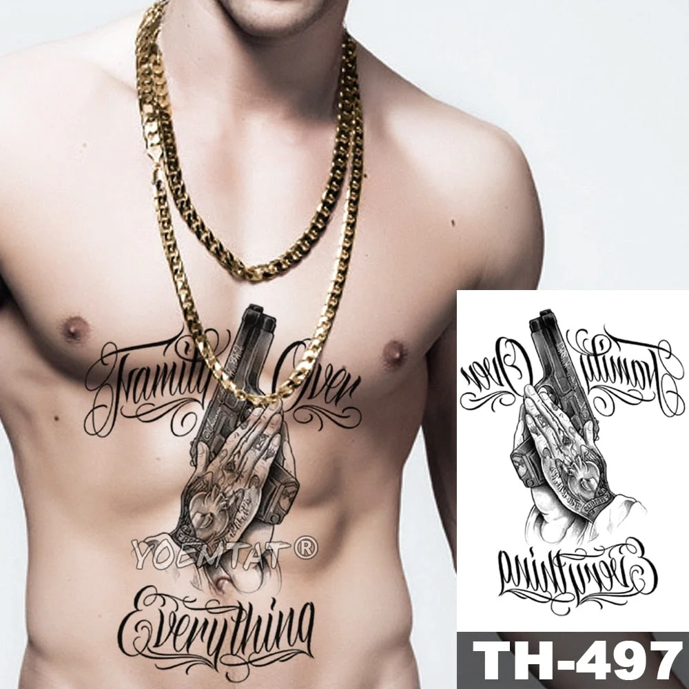 Waterproof Temporary Tattoo Stickers Fox Dragon Wolf Monster Old School Lotus Peony Flash Tatto Women Men Body Art Fake Tattoos