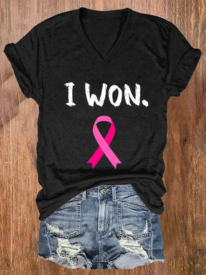 Women's Breast Cancer Survivor Printed Casual T-Shirt socialshop