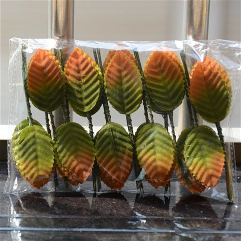 30pcs Silk Leaves Artificial Green Leaves Bouquet Wedding Party Decoration Fake Floral Accessories DIY scrapbooking