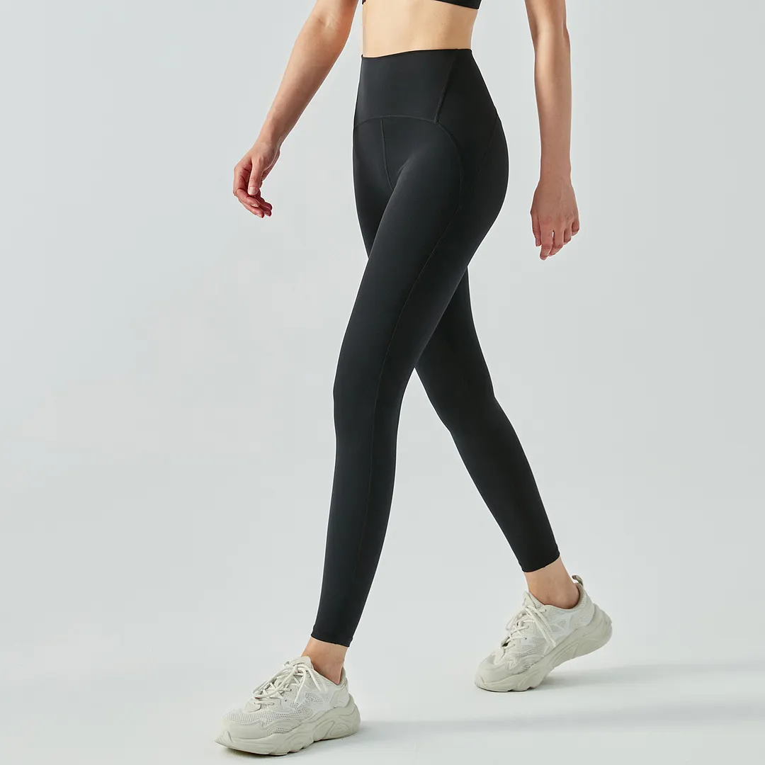Buy Hergymclothing Black women's high rise traceless naked feeling tummy control slimming waist nylon gym capri leggings online