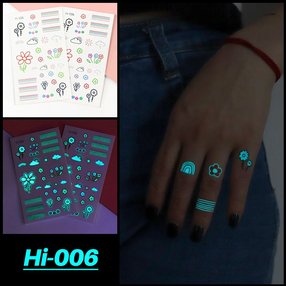 Sdrawing Luminous Tattoo Hand Finger Starry Star Universe for Kids Fake Tattoo Glowing In Dark Waterproof Temporary Tattoo Stickers